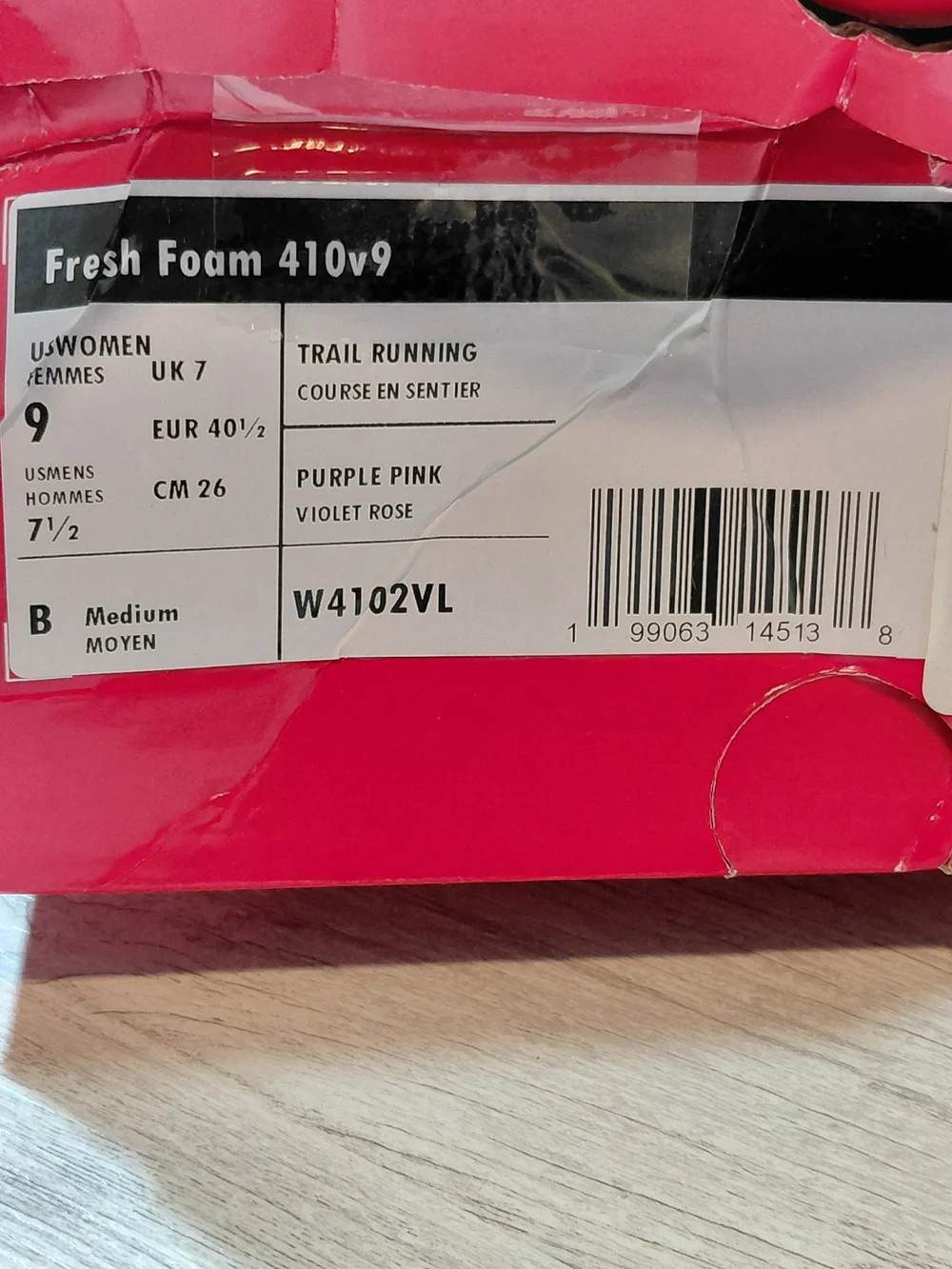 (New) New Balance Women’s Fresh Foam 410v9 Trail Running Shoes Voilet Rose W9